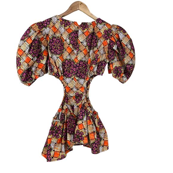 Autumn Adeigbo NWOT Ilona Floral Print Side Cutout Puff Sleeve Blouse Size 4 - Picture 6 of 12